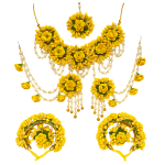 Yellow Floral Jewellery Set with Necklace