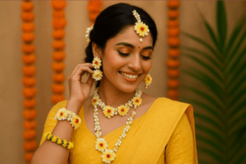 How to Style Floral Jewellery for Haldi & Mehndi